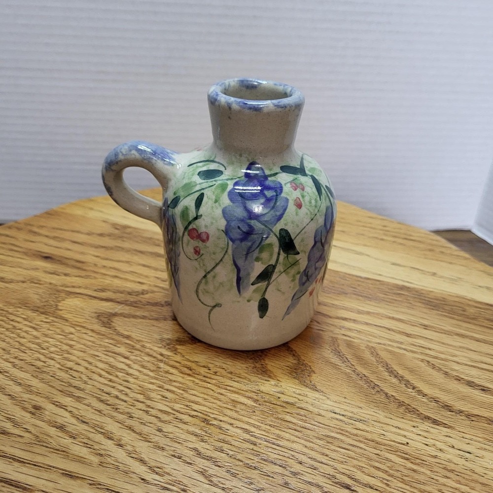 VTG Yesteryears Collection Stoneware Jug Marshall Pottery Wisteria Purple Vine
